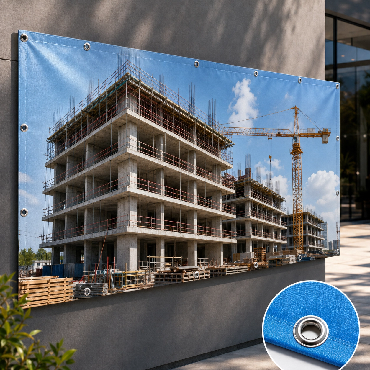 Bedrucktes PVC-Banner nach Maß mit Metallösen