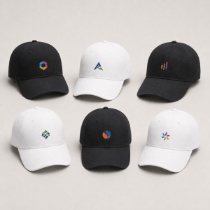 Weiße und schwarze Baseball Caps mit individuellem Farbdruck in Neu-Isenburg