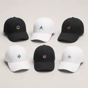 Weiße und schwarze Baseball Caps mit individuellem Farbdruck in Neu-Isenburg