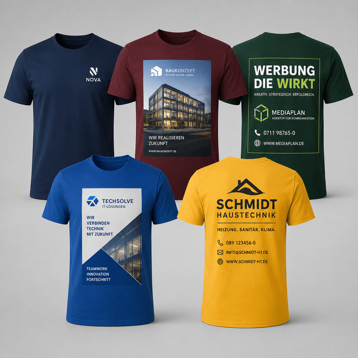 Premium T-Shirts in vielen Farben mit A4- und A3-Druck in Neu-Isenburg